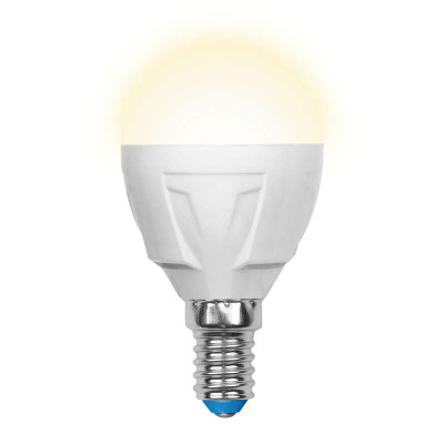 Лампа светодиодная LED-G45 7W/WW/E14/FR PLP01WH Яркая 7Вт шар матовая 3000К тепл. бел. E14 (упак. картон) Uniel UL-00002419