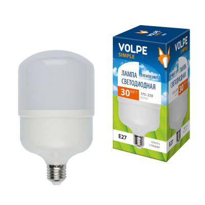 Лампа светодиодная LED-M80-30W/DW/E27/FR/S Simple 30Вт матовая 6500К холод. бел. E27 (упак. картон) Volpe UL-00002942