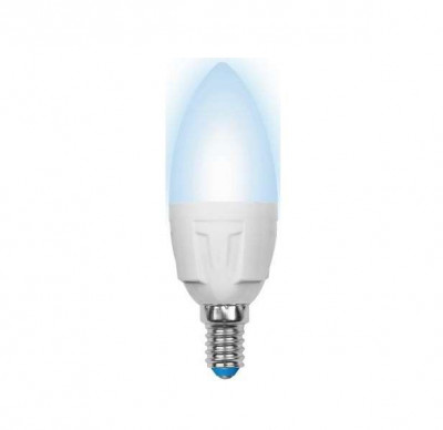 Лампа светодиодная LED-C37 7W/NW/E14 /FR PLP01WH Яркая 7Вт свеча матовая 4000К нейтр. бел. E14 (упак. картон) Uniel UL-00002411