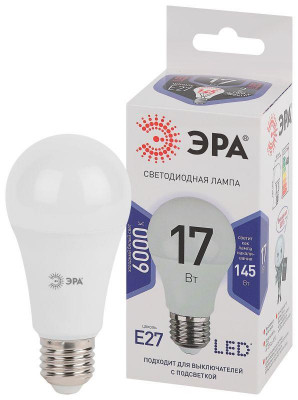 Лампа светодиодная A60-17W-860-E27 грушевидная 1360лм ЭРА Б0031701