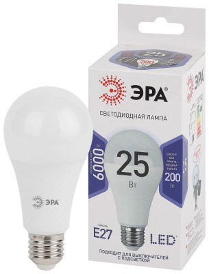 Лампа светодиодная A65-25W-860-E27 грушевидная 2000лм ЭРА Б0035336