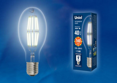 Лампа светодиодная LED-ED90-40W/DW/E40/CL GLP05TR колба прозр. свет дневной бел. 6500К упак. картон. Uniel UL-00003763