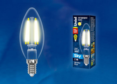 Лампа светодиодная LED-C35-13W/3000K/E14/CL PLS02WH Uniel UL-00005899