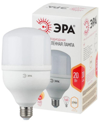 Лампа светодиодная высокомощная STD LED POWER T80-20W-2700-E27 20Вт T80 колокол 2700К тепл. бел. E27 1600лм Эра Б0027000