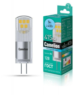 Лампа светодиодная LED5-G4-JC-NF/845/G4 5Вт 12В AC/DC Camelion 13750
