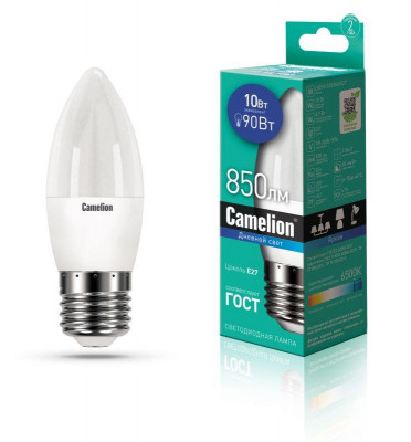 Лампа светодиодная LED10-C35/865/E27 10Вт 220В Camelion 13564