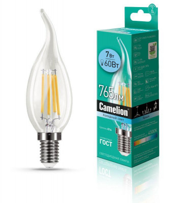 Лампа светодиодная филаментная LED7-CW35-FL/845/E14 7Вт 220В Camelion 13455