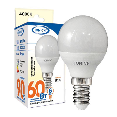 Лампа светодиодная ILED-SMD2835-P45-6-540-220-4-E14 (0156) IONICH 1547