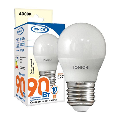Лампа светодиодная ILED-SMD2835-G45-10-900-220-4-E27 IONICH 1555