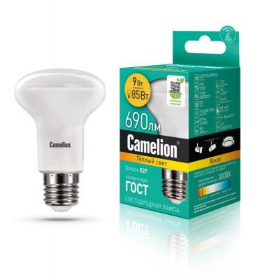 Лампа светодиодная LED9-R63/830/E27 9Вт 220В Camelion 13476