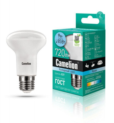 Лампа светодиодная LED9-R63/845/E27 9Вт 220В Camelion 13475
