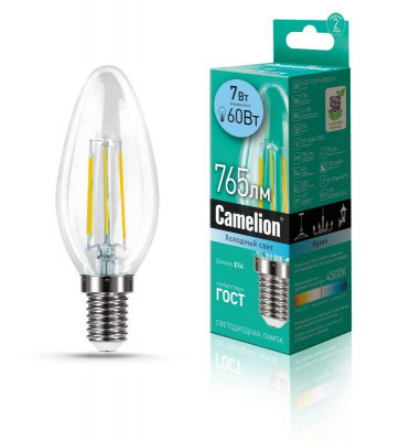 Лампа светодиодная филаментная LED7-C35-FL/845/E14 7Вт 220В Camelion 13453