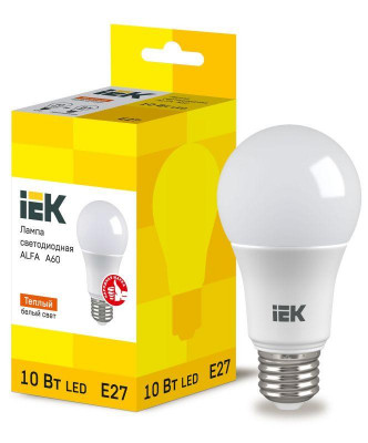 Лампа светодиодная Alfa 10Вт A60 грушевидная 3000К E27 230В IEK LLA-A60-10-230-30-E27