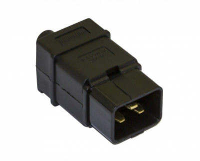 Разъем CON-IEC320C20 прямой IEC 60320 C20 220В 16А на кабель контакты на винтах (плоск. выступающ. штырев. контакты в пласт. обрамл.) Hyperline 54435