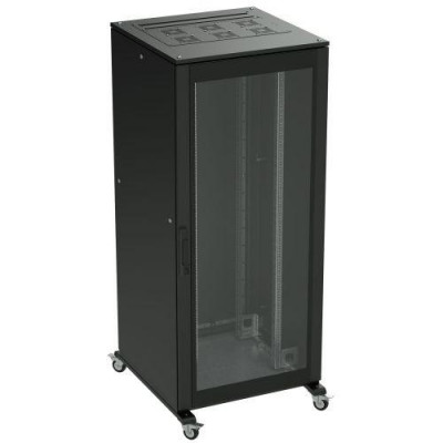 Шкаф напольный 38U 800х800 двери стекло/сплошная укомплектован вводом и заглушками RAL9005 DKC R5IT3888GSB