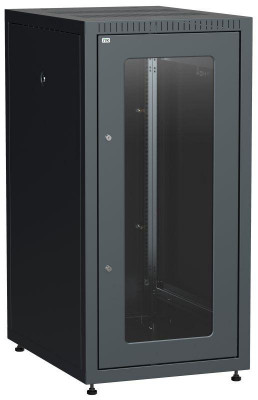 Шкаф сетевой LINEA E 18U 600х800мм стекл. передняя дверь задняя металлическая черн. ITK LE05-18U68-GM