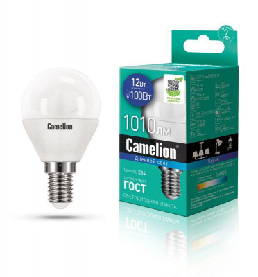 Лампа светодиодная LED12-G45/865/E14 12Вт 220В Camelion 13697