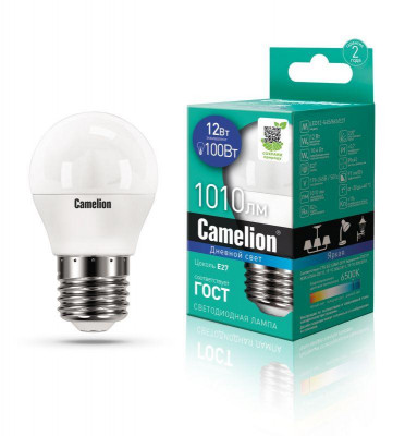 Лампа светодиодная LED12-G45/865/E27 12Вт 220В Camelion 13698