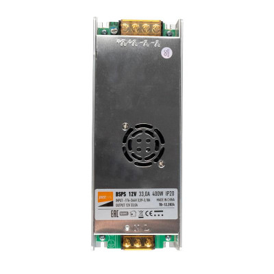 Блок питания для светодиод. ленты BSPS 400Вт 33А 12В IP20 метал. JazzWay 1001399A