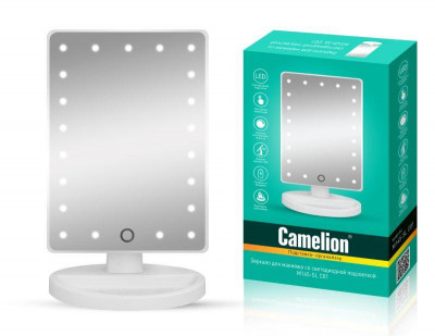 Зеркало M145-SL C01 с LED подсветкой 1x дневной свет 5Вт 4хLR6 бел. Camelion 14006