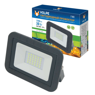 Прожектор светодиодный ULF-Q511 30W/GREEN IP65 220-240В BLACK зел. свет корпус черн. Volpe UL-00002556