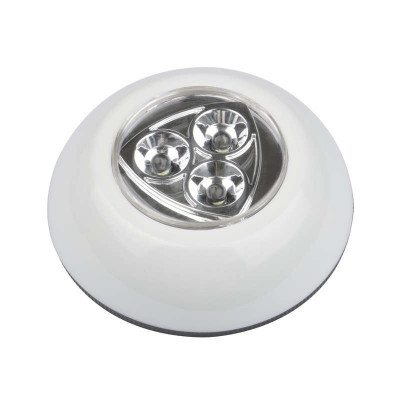 Светильник-ночник DTL-360 Круг/White/3LED/3ААА пушлайт питание от 3-х батареек ААА (в комплект не входят) бел. Uniel UL-00001992