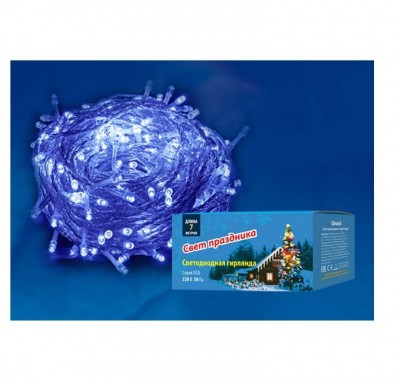 Гирлянда светодиодная ULD-S0700-060/DTA BLUE IP20 7м с контроллером 60 светодиодов син. провод прозр. Uniel UL-00005254