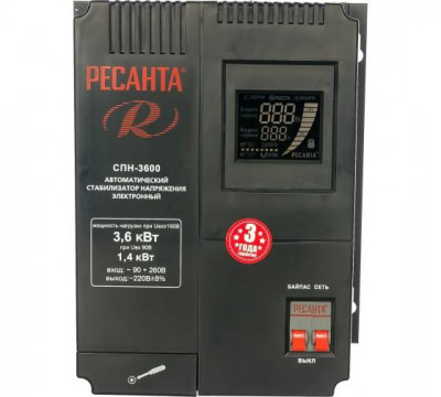 Стабилизатор СПН-3600 1ф 3.6кВт 90-260В IP20 пониж. напр. Ресанта 63/6/25