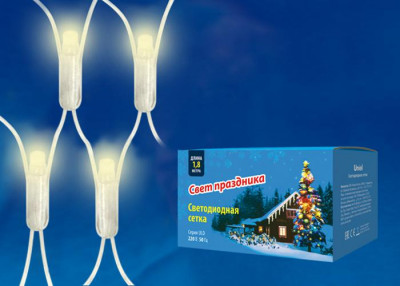 Сетка светодиодная ULD-N1815-180/DTA WARM WHITE IP20 с контроллером 1.8х1.5м тепл. бел. свет провод прозр. Uniel UL-00005489