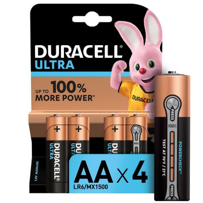 Элемент питания алкалиновый AA/LR6-4BL Ultra Power (блист.4шт) Duracell Б0038761