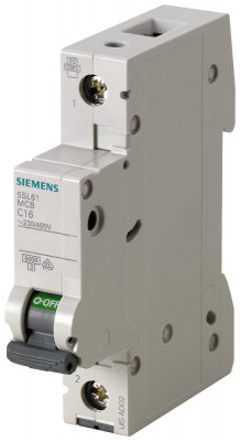 Выключатель автоматический модульный 1п C 1А 6кА Siemens 5SL61017
