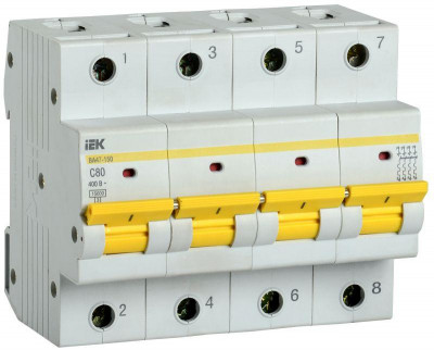 Выключатель автоматический модульный 4п C 80А 15кА ВА47-150 KARAT IEK MVA50-4-080-C