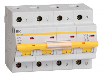 Выключатель автоматический модульный 4п C 20А 10кА ВА47-100 KARAT IEK MVA40-4-020-C