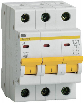 Выключатель автоматический модульный 3п B 4А 4.5кА ВА47-29 KARAT IEK MVA20-3-004-B