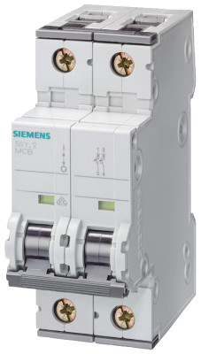 Выключатель автоматический модульный 2п C 10А 6кА 400В AC Siemens 5SY62107