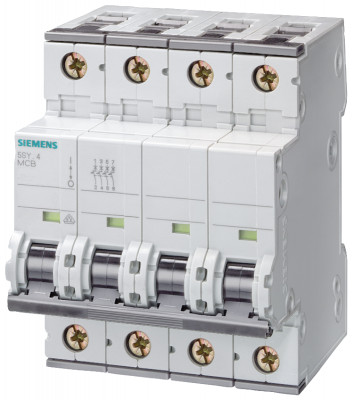 Выключатель автоматический модульный 4п (3P+N) C 10А 10кА Siemens 5SY46107