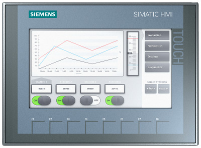 Панель оператора SIMATIC HMI KTP700 BASIC из серии BASIC кнопки и сенсор. управление TFT-дисплей 7дюйм 65536 цветов PROFIBUS Siemens 6AV21232GA030AX0