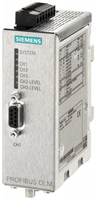 Модуль связи SIMATIC NET PB OLM/G11 V4.0 оптический с 1 портом RS485 и 1 стеклянным FOC-интерфейсом (2 BFOC-разъема) с сигнальным контактом и измер. вых. Siemens 6GK15032CB00