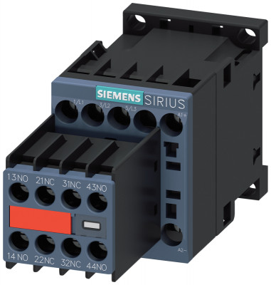 Контактор 3п AC-3.7.5кВт/400В блок-контакты 2НО+2НЗ ном. напряж. упр. 24В DC с диодом S00 винт. клеммы встроен. блок-контакт (для прим. SUVA) Siemens 3RT20181FB443MA0