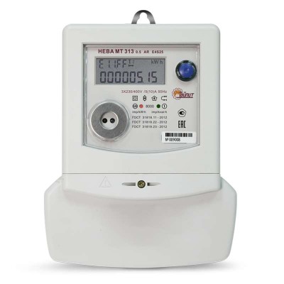 Счетчик НЕВА МТ 313 0.5 AR E4S25 NEW 3ф 5-10А 220/380В многотариф. RS485 винт ЖКИ Моск. вр. Тайпит 6120021