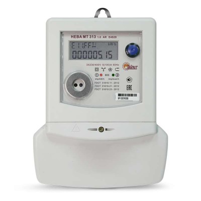Счетчик НЕВА МТ 313 1.0 AR E4S29 NEW 3ф 5-100А 220/380В многотариф. RS485 винт ЖКИ Моск. вр. Тайпит 6119784