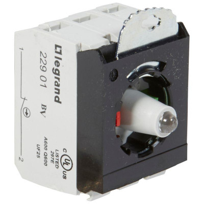 Блок комплектующий для кнопок с подсветкой 3п НО+НЗ 230В под винт зел. Osmoz Leg 023015