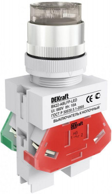 Выключатель кнопочный LED ABLFP ВК-22 d22мм 24В AC/DC бел. DEKraft 25068DEK