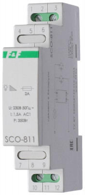Регулятор освещенности SCO-811 (для ламп накал. мощность до 350Вт; 1 модуль; монтаж на DIN-рейке 230В 1.5А IP20) F&F EA01.006.004