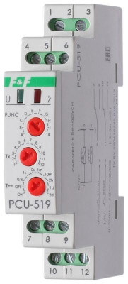 Реле времени PCS-519 2х8А 230В AC-24В AC/DC 2п IP20 многофункц. с вход. START/RESET монтаж на DIN-рейке F&F EA02.001.023