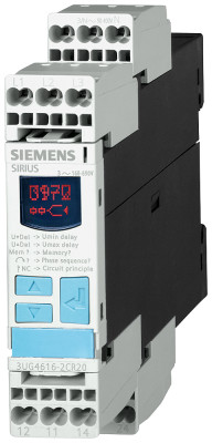Реле контроля чередования фаз для 3ф с N-проводником 3х160 до 690В AC 50-60Гц для UMIN и UMAX Siemens 3UG46162CR20