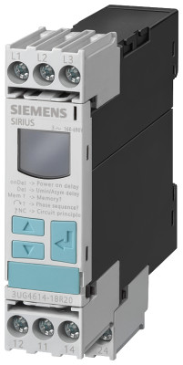 Реле контроля выпад. и чередов. фаз 3X 160 ДО 690В AC 50 до 60 Гц падения и превышения напряжения 160-690В гистерезис 1-2 В 0-20 С для UMIN и UMAX 1 W для RPM 1 W для UMAX винт. клеммы Siemens 3UG46151CR20