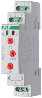 Реле тока РR-611-01 (исп.1 (20-110А); с задержкой отключения; монтаж на DIN-рейке 35мм 230В 10А IP20) F&F EA03.004.003