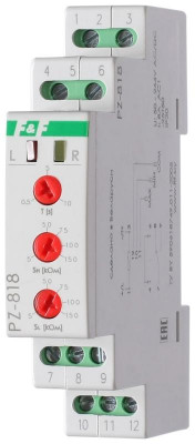 Реле уровня жидкости PZ-818 (без датчиков; двухуровн.; выбор режима работы; раздел. регулир. задержки переключ. по уровням; 1 модуль; монтаж на DIN-рейке) F&F EA08.001.009