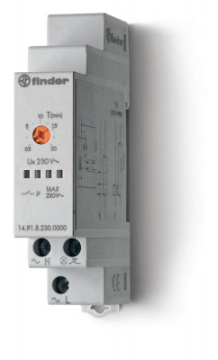 Таймер модульный электронный лестничный 1-функциональный 1NO 16А 3-проводная схема 230В AC 17.5мм IP20 FINDER 149182300000PAS